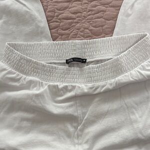 Zara White Smocked-Waist Lounge Pants